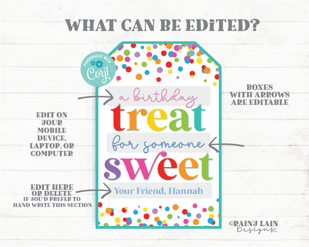 Birthday Treat for Someone Sweet Tag Confetti Happy Birthday Gift Staf ...