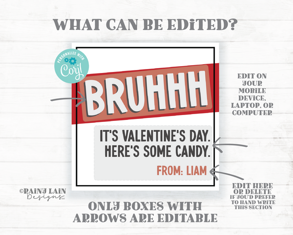 Bruh Valentines Cards, Printable Bruh Valentine, Tween Valentine, Bruh Valentines Cards, Easy Boy Valentine's, Boy Valentine Class, Candy