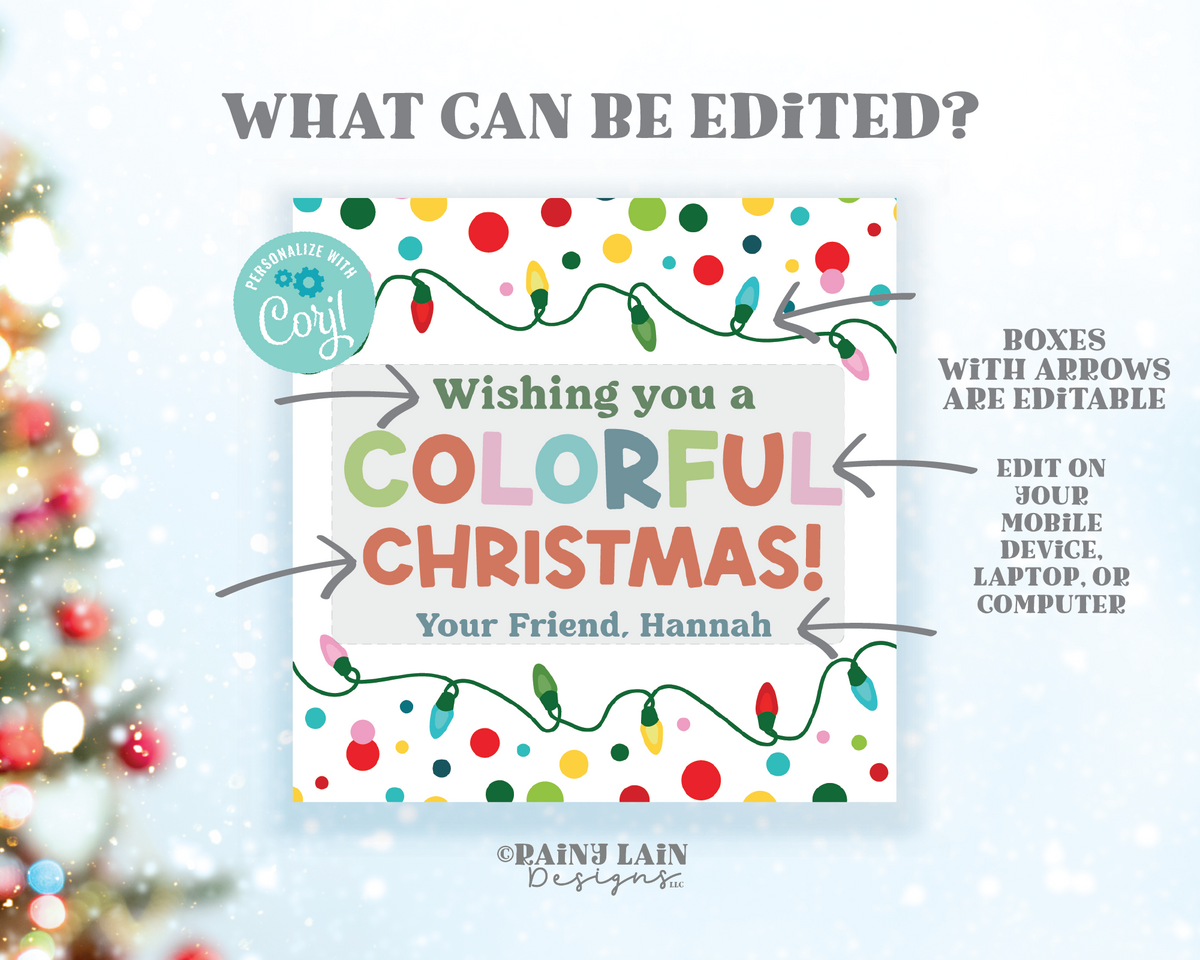 Colorful Christmas Gift Tag, Markers, Crayon, Coloring Book, Printable