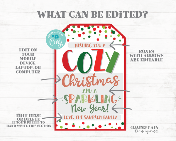 Cozy Christmas and Sparkling New Year Tag Fuzzy Blanket Gift Holiday Throw Scarf Socks Mittens Gloves Wine Champagne Cider Teacher Staff PTO