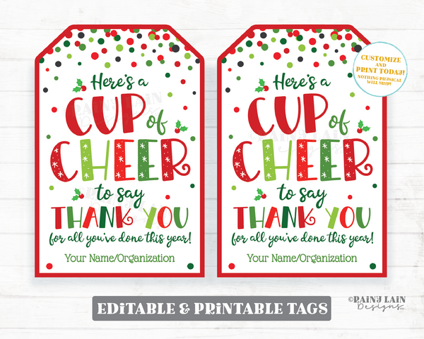 Cup of Cheer Thank You You've Done This Year Tag Christmas Holiday Gift Appreciation Employee Company Staff Teacher Coffee Mug Tea Drink