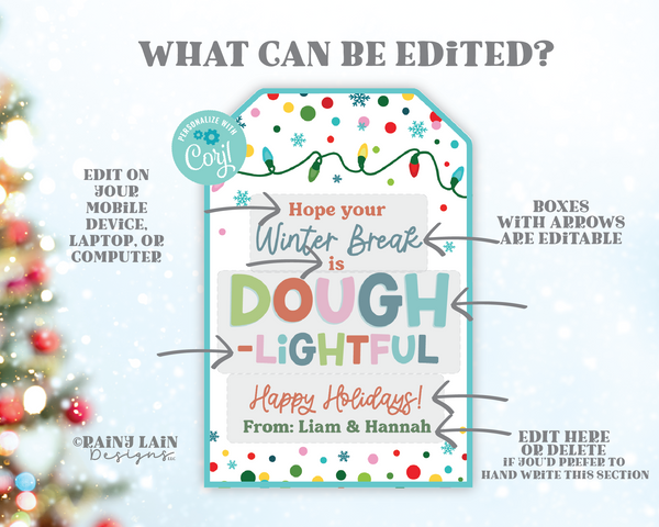 Dough-lightful Winter Break Tag Editable Christmas Gift Printable Holiday Kids Classroom Play Dough Stocking Stuffer From Teacher To Student