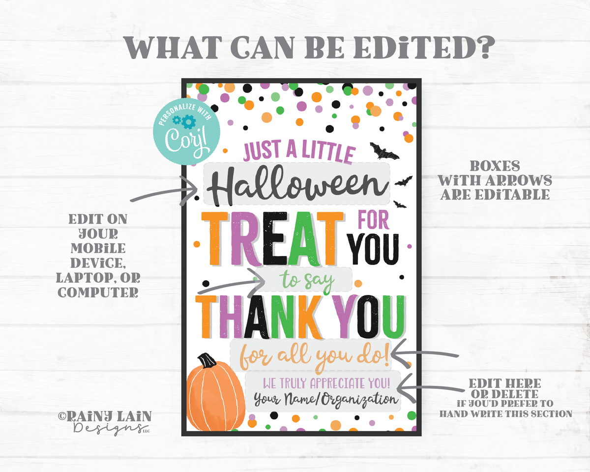 Halloween Treat for you to say Thank you for all you do Gift Tags Favo ...