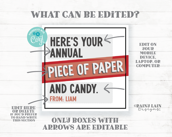 Tween Valentine, Annual Piece of Paper and Candy, Editable Valentine, Easy Boy Valentine's, Boy Valentine Class, Easy Tween Valentine