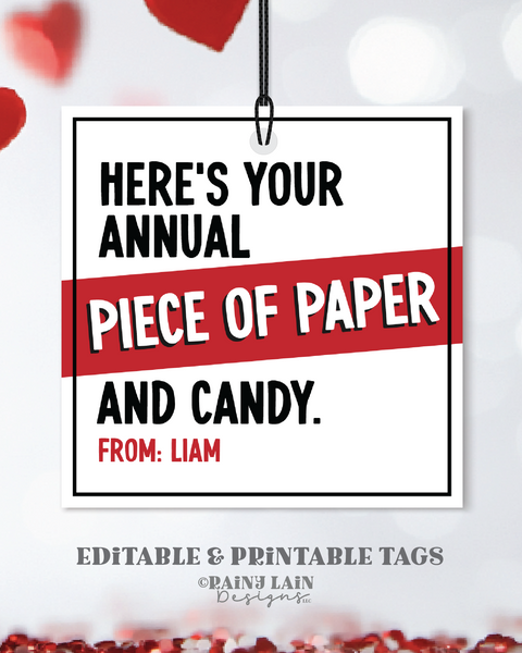 Tween Valentine, Annual Piece of Paper and Candy, Editable Valentine, Easy Boy Valentine's, Boy Valentine Class, Easy Tween Valentine