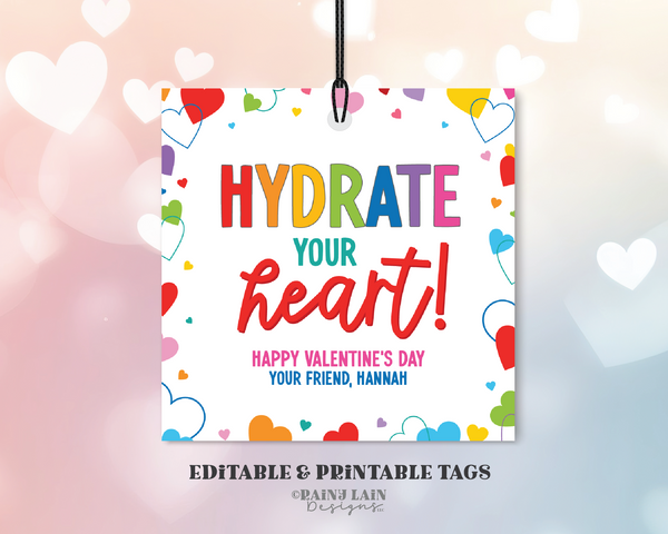 Hydrate Your Heart, Valentine's Day Hydration Packet Tag, Hydration Valentine, Classroom Exchange Non Candy, Middle School, Tween Valentine
