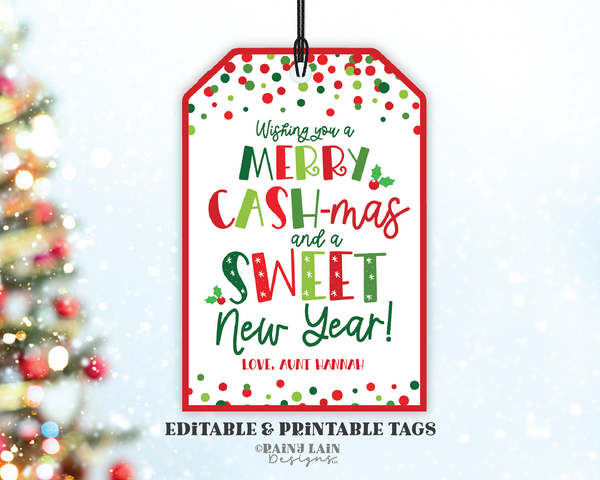 Editable Christmas Gift Tag, Merry Cashmas and Sweet New Year, Holiday Treat, Printable Teenager Gift Tag, Fun gift tag, Cute Funny