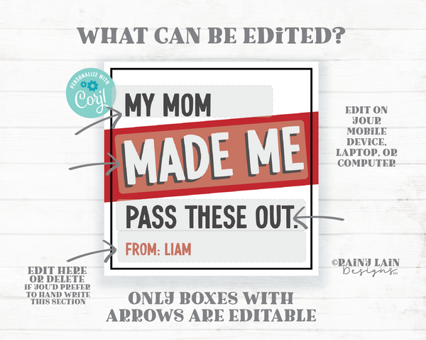 My Mom Made Me Pass These Out Valentine Cards, Tween Valentine, Easy Boy Valentine's, Boy Valentine Class, my mom made me valentine's