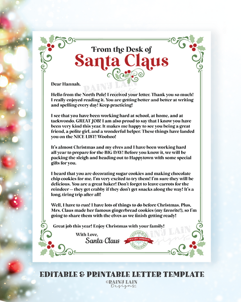 Editable Letter from Santa Letter Nice List Letter Christmas Printable Santa Kit Santa Approved Official Nice List Printable