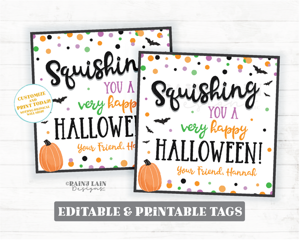 Squishing You a Happy Halloween Tag Squish You Squishy Toy Squishee To Student From Teacher Squishies Classmate Squeeze Preschool Non-Candy