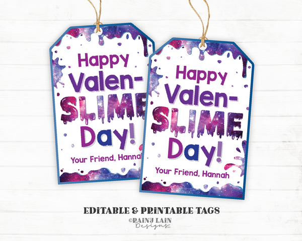 Happy Valenslimes Day Tag, Printable Slime Valentine, Butter Slime Valentine, Galaxy, Classroom Exchange, Classmate, Preschool, Non-Candy