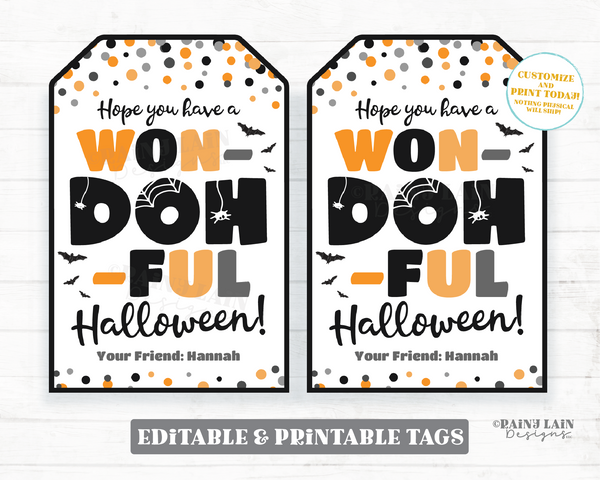 WonDOHful Halloween Tag Play dough Playdough Editable Halloween Gift Doh Student From Teacher Classmate Classroom Preschool