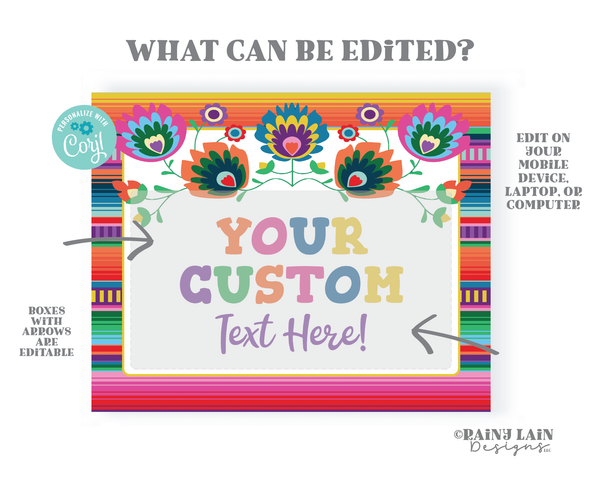 Editable Fiesta Sign Serape Custom Printable Fiesta Sign Decorations Theme Welcome Fiesta Ideas Poster Banner Birthday Shower Graduation