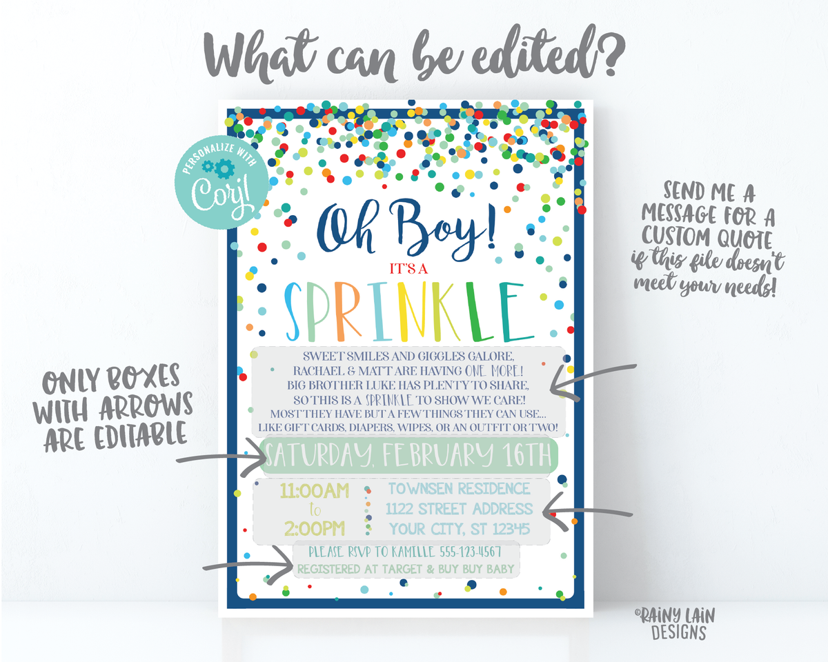 Printable Baby Sprinkle Invite Boy Baby Sprinkle Invite, Boy Sprinkle ...