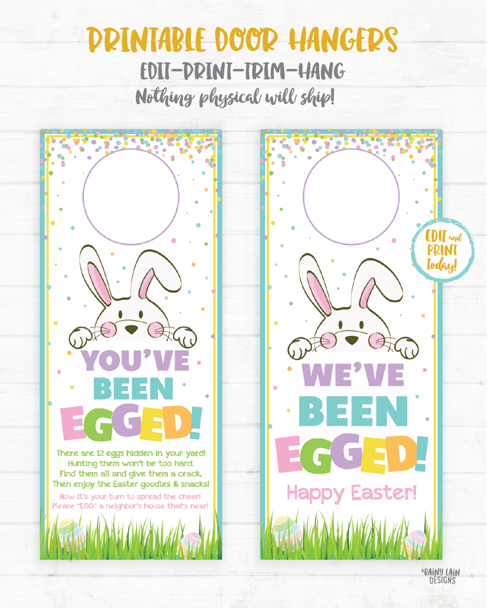 You've Been Egged Door Hangers Printable You've Been Egged Sign, Easte