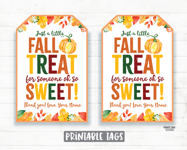 Fall Treat Tag Fall Thank you Tag Fall Appreciation Gift Tags Thanksgiving Favor Tags Employee Company Essential Staff Teacher Thank you Tag