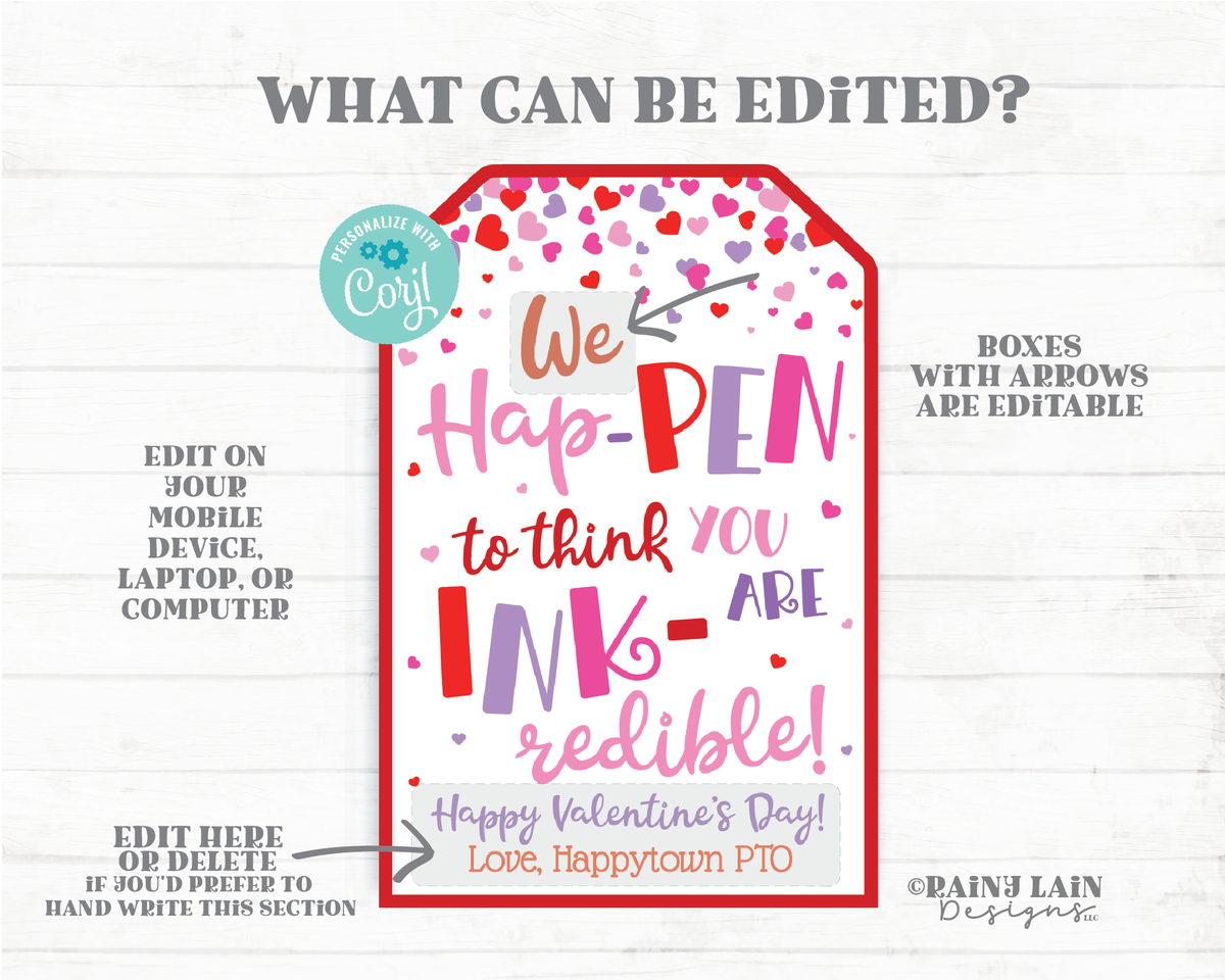 End of year teacher pen gift tag,You just Happen to be inkredible Gift  Tags,Staff