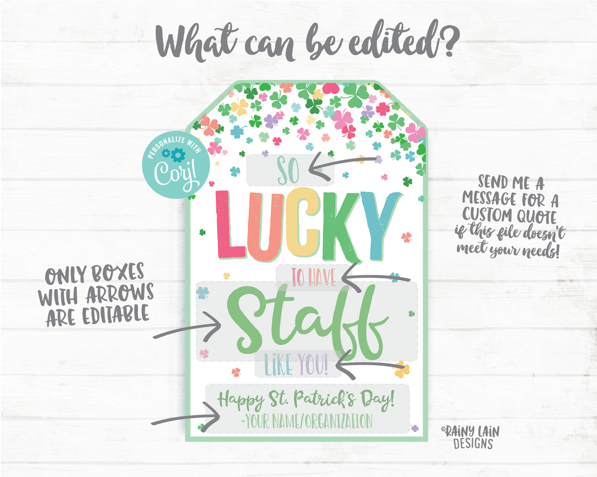 Lucky to have Staff like you St Patrick's Day Employee Gift Tag Shamro ...