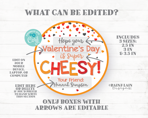 Cheesy Valentine Tag Valentine's Day Super Cheesy Cheese Crackers Cheez Goldfish Printable Kids Preschool Classroom Non-Candy Valentine