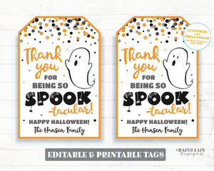 Thanks for being Spook-tacular tag Halloween Thank you Tags Gifts Tags Appreciation Favor Tags Teacher Staff Employee School Spooktacular