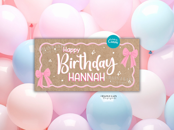 Happy Birthday Banner Template, Editable Canva Banner, 36 x 72, DIY Painted Sign