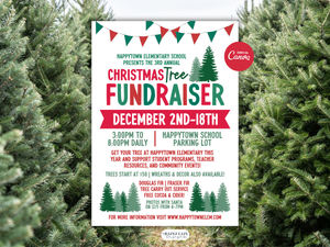 Christmas Tree Flyer, Holiday Fundraiser Sale, Canva Template, Editable Invitation