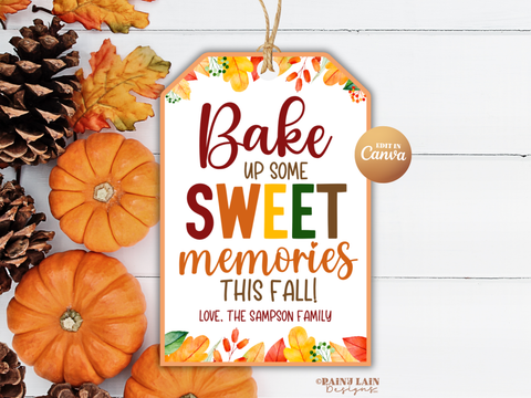 Bake Up Sweet Memories This Fall Gift Tag, Downloadable, Canva Template