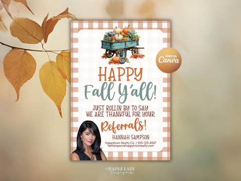 Realtor Fall Pop By Tags, Client Gift Autumn, Downloadable, Editable in Canva