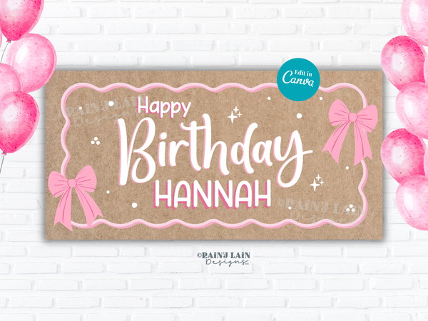 Happy Birthday Banner Template, Editable Canva Banner, 36 x 72, DIY Painted Sign
