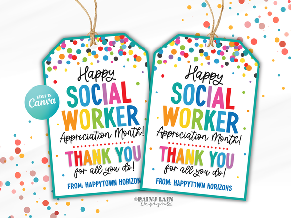 Social Worker Appreciation Month Gift Tag, Printable Social Work, Treat Bag, Social Workers Thank You, Staff Appreciation Tag