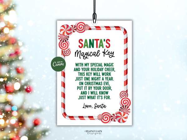 Santa's Magic Key Tag Template, Printable Christmas Eve Box Magical Key