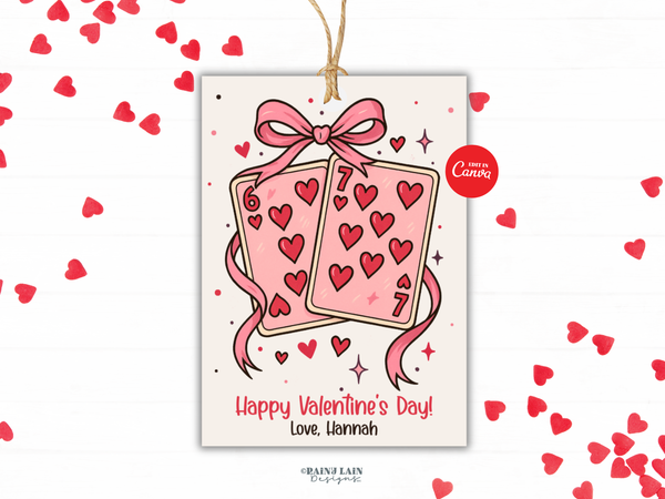 Valentine's Day 67 Tag, Non-Candy Kids Classroom Valentine, Six Seven, Canva Template