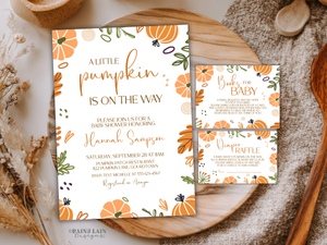 Little Pumpkin Baby Shower Invite Fall, Baby Shower Bundle Fall Pumpkin, Little Pumpkin Fall Baby Shower Bundle, Modern Pumpkin Baby Shower