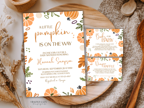 Little Pumpkin Baby Shower Invite Fall, Baby Shower Bundle Fall Pumpkin, Little Pumpkin Fall Baby Shower Bundle, Modern Pumpkin Baby Shower