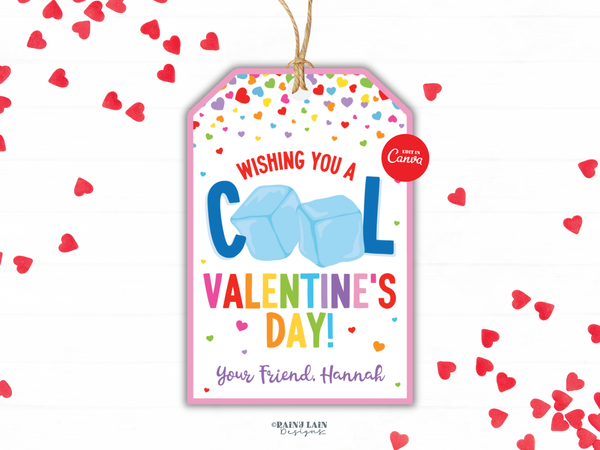 Squeeze Ice Cube Fidget Toy Valentine Printable, Cool Valentine's Day Tag, Canva Template