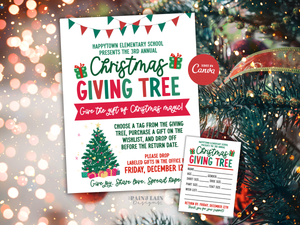 Christmas Giving Tree Gift Tag, Angel Tree Flyer, Editable in Canva