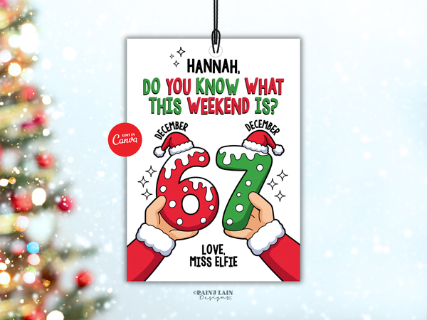 6-7 Elf Printable Prop, Elf Ideas, Six Seven Gift Tag