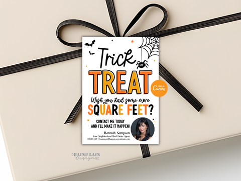 Halloween Realtor Gift Tag, Halloween Real Estate Pop By, Downloadable, Canva Template
