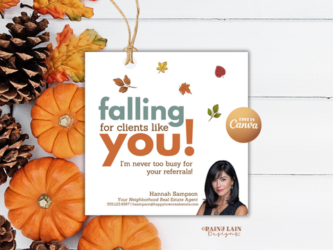 Realtor Fall Pop By Tags, Client Gift, Autumn Marketing, Downloadable, Canva Template