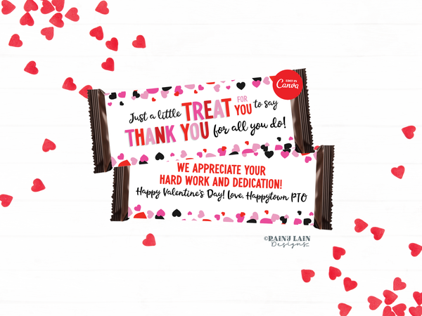 Valentine's Day Treat Wrapper, Editable Valentine Candy Bar Printable, Appreciation Gift