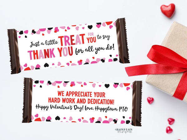 Valentine's Day Treat Wrapper, Editable Valentine Candy Bar Printable, Appreciation Gift