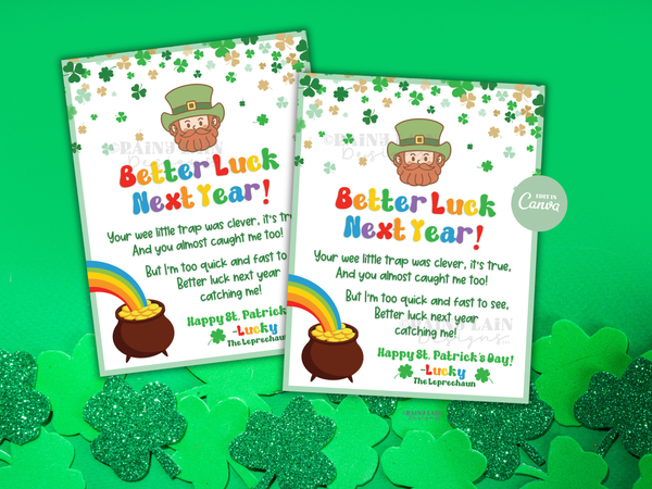 St. Patrick's Day Leprechaun Letter Printable, Editable in Canva