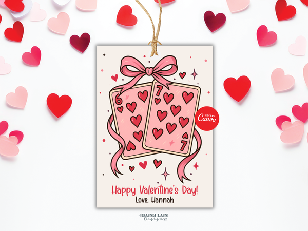 Valentine's Day 67 Tag, Non-Candy Kids Classroom Valentine, Six Seven, Canva Template