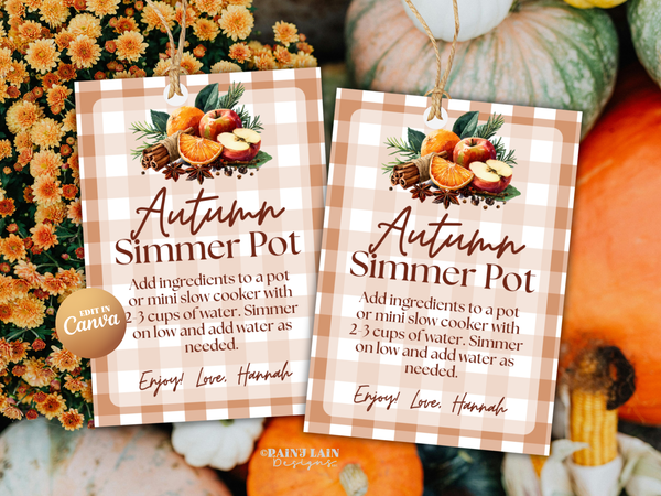 Simmer Pot Stovetop Potpourri Gift Tag, Downloadable, Editable in Canva