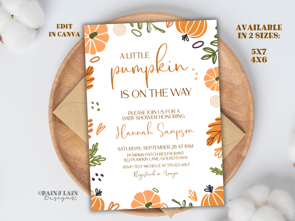 Little Pumpkin Baby Shower Invite Fall, Baby Shower Bundle Fall Pumpkin, Little Pumpkin Fall Baby Shower Bundle, Modern Pumpkin Baby Shower
