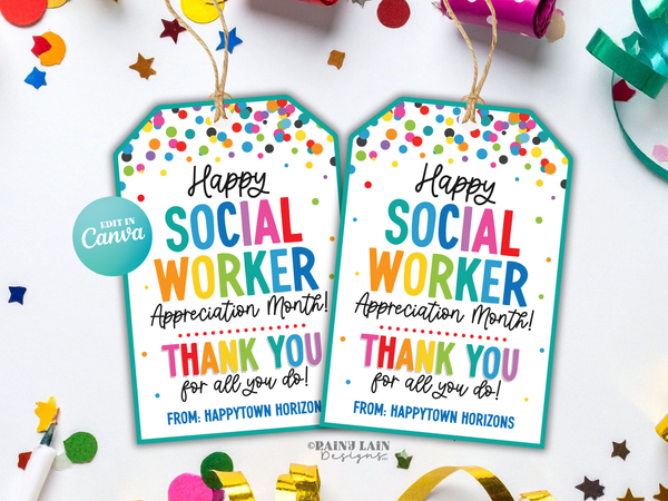 Social Worker Appreciation Month Gift Tag, Printable Social Work, Treat Bag, Social Workers Thank You, Staff Appreciation Tag