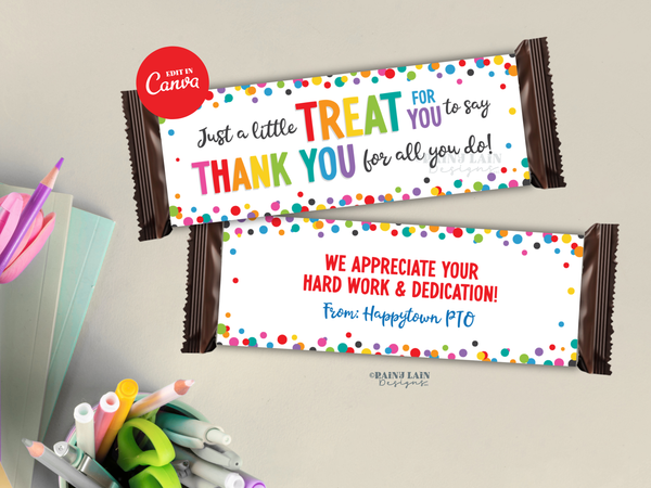 Printable Candy Bar Wrapper, Teacher Appreciation Candy Bar Wrapper, PTO PTA, Employee, Staff, Co-Worker, Volunteer, Nurse