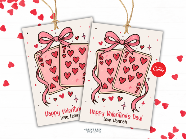 Valentine's Day 67 Tag, Non-Candy Kids Classroom Valentine, Six Seven, Canva Template