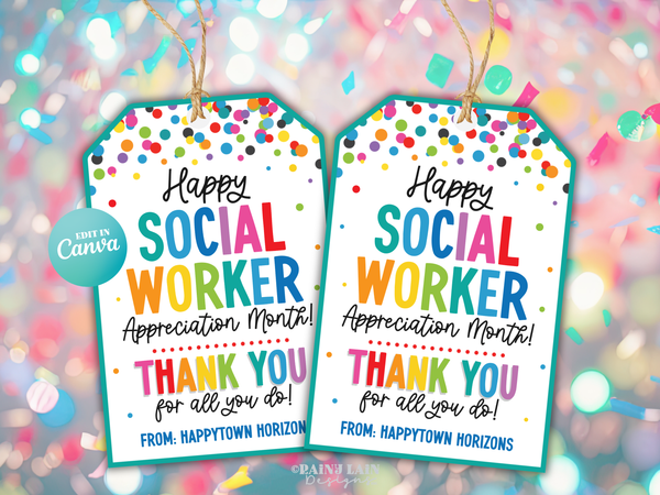 Social Worker Appreciation Month Gift Tag, Printable Social Work, Treat Bag, Social Workers Thank You, Staff Appreciation Tag