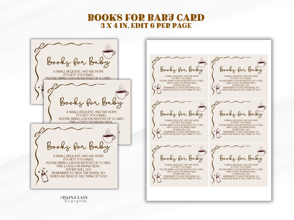 A Baby is Brewing Shower Bundle, Coffee Baby Shower Invitation, Doodle Hand Drawn Invite, Baby Shower Editable Bundle, Canva Template